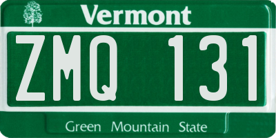 VT license plate ZMQ131