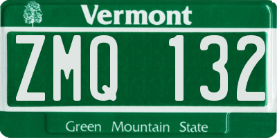 VT license plate ZMQ132