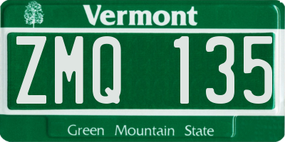 VT license plate ZMQ135