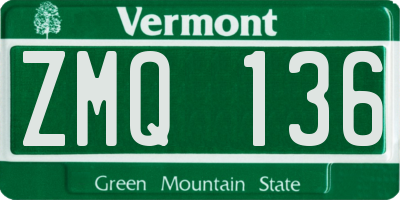 VT license plate ZMQ136