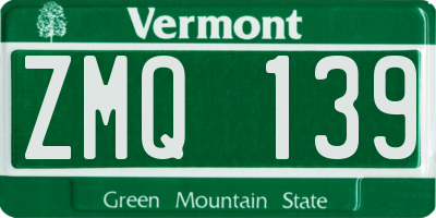 VT license plate ZMQ139