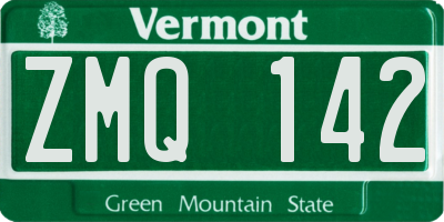 VT license plate ZMQ142