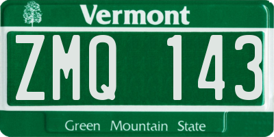 VT license plate ZMQ143