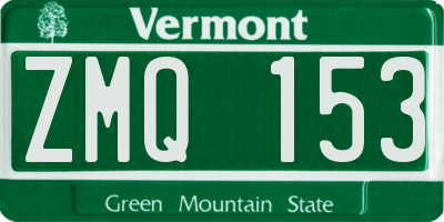 VT license plate ZMQ153