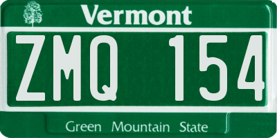VT license plate ZMQ154