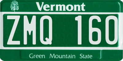 VT license plate ZMQ160