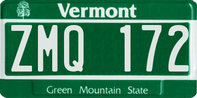 VT license plate ZMQ172