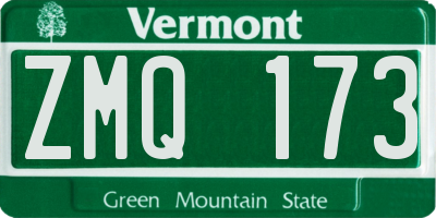 VT license plate ZMQ173