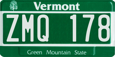 VT license plate ZMQ178