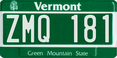 VT license plate ZMQ181
