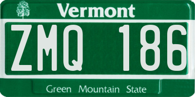 VT license plate ZMQ186