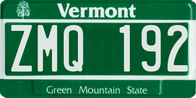 VT license plate ZMQ192