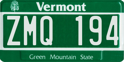 VT license plate ZMQ194