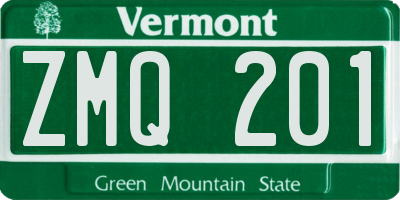 VT license plate ZMQ201
