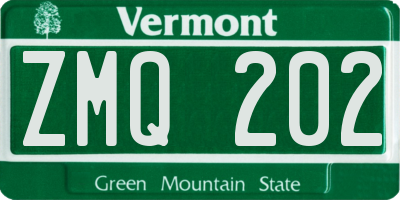 VT license plate ZMQ202