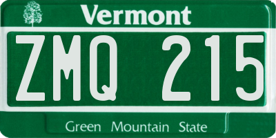 VT license plate ZMQ215