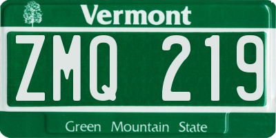 VT license plate ZMQ219