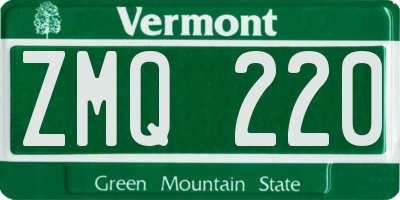 VT license plate ZMQ220