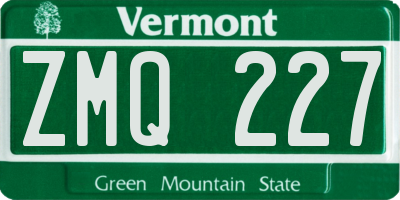 VT license plate ZMQ227