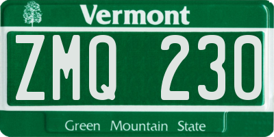 VT license plate ZMQ230