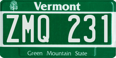 VT license plate ZMQ231