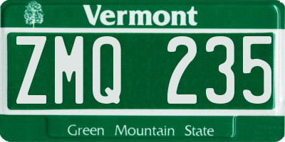 VT license plate ZMQ235