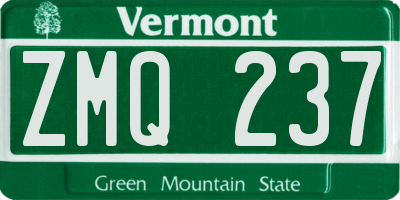 VT license plate ZMQ237