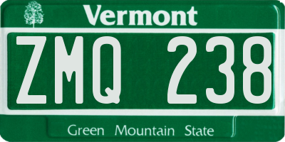 VT license plate ZMQ238