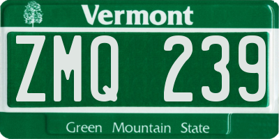 VT license plate ZMQ239