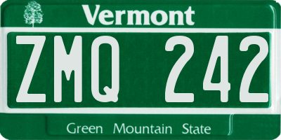 VT license plate ZMQ242
