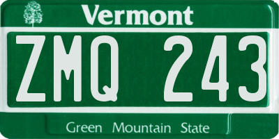 VT license plate ZMQ243