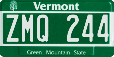 VT license plate ZMQ244