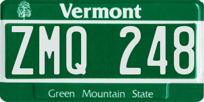 VT license plate ZMQ248
