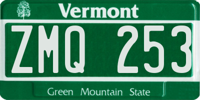 VT license plate ZMQ253