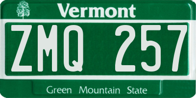 VT license plate ZMQ257
