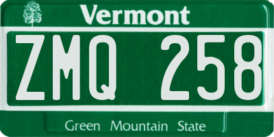 VT license plate ZMQ258