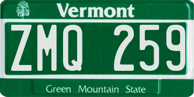 VT license plate ZMQ259
