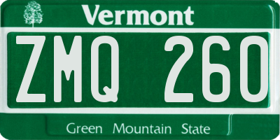 VT license plate ZMQ260
