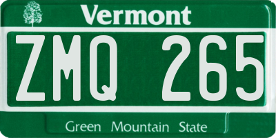 VT license plate ZMQ265