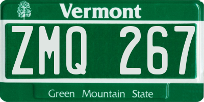 VT license plate ZMQ267