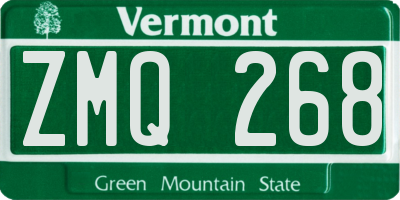 VT license plate ZMQ268