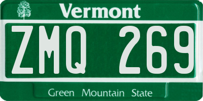 VT license plate ZMQ269