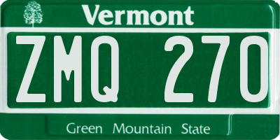 VT license plate ZMQ270