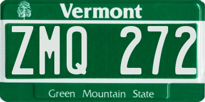 VT license plate ZMQ272