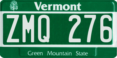 VT license plate ZMQ276