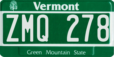 VT license plate ZMQ278
