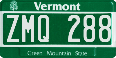 VT license plate ZMQ288