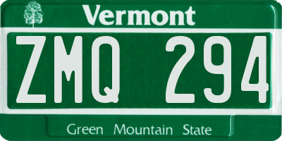 VT license plate ZMQ294
