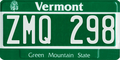 VT license plate ZMQ298