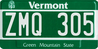 VT license plate ZMQ305